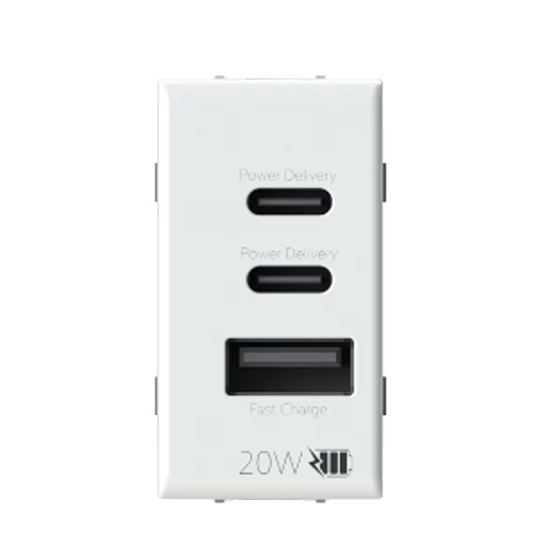 Toma USB Doble Zenit (x 2, Blanco, Mate, Montaje Enrasado