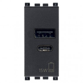 Vimar Arke USB A+C Socket 15W 5V 1M Grey...