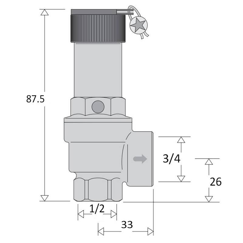Válvula de seguridad Caleffi 527 calibrada 4 bar F 1/2 x 3/4