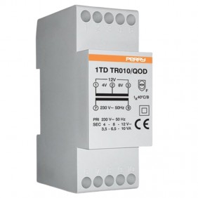 Transformateur Perry 10VA sorties 4-8-12V 2 DIN...