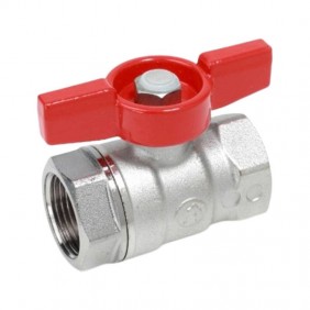 Giacomini ball valve with red butterfly handle...