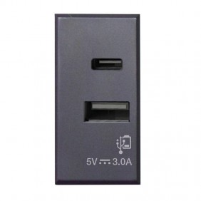 Ave Tekla S44 3A Usb Socket 230V Type A+C Grey...