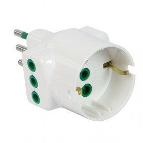 Adattatore triplo Fanton spina 2P+T 10A 2 prese...
