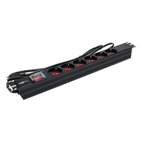 Item Horizontal Power Strip 6 Two-pin/Schuko...